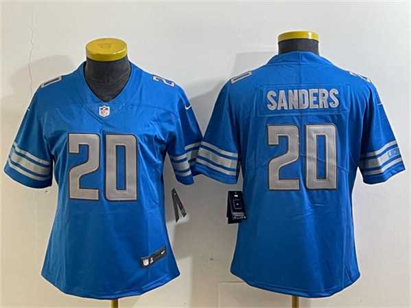 Womens Detroit Lions #20 Barry Sanders Blue Vapor Limited Stitched Football Jersey(Run Smaller)